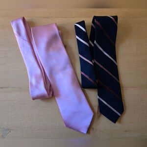 Dr. Anderson Pink Satin Tie + Moore’s Striped Tie — 2-Piece Bundle
